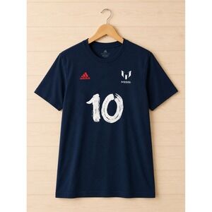 Adidas Messi #10 Graphic T-Shirt Navy Blue Soccer Tee Small Soccer Sportswear